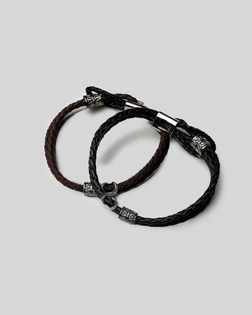 Braided Leather Loop Bracelet / 2色