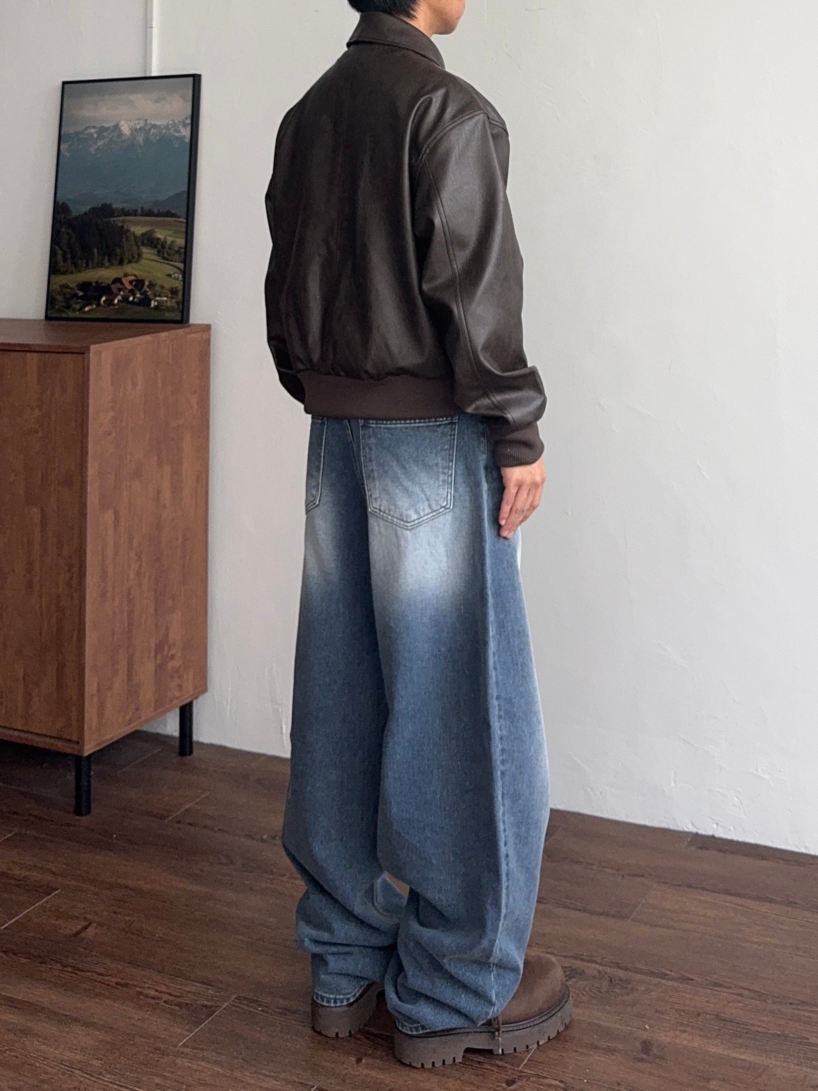 復古 水洗 寬版 氣球 牛仔褲 / 2色