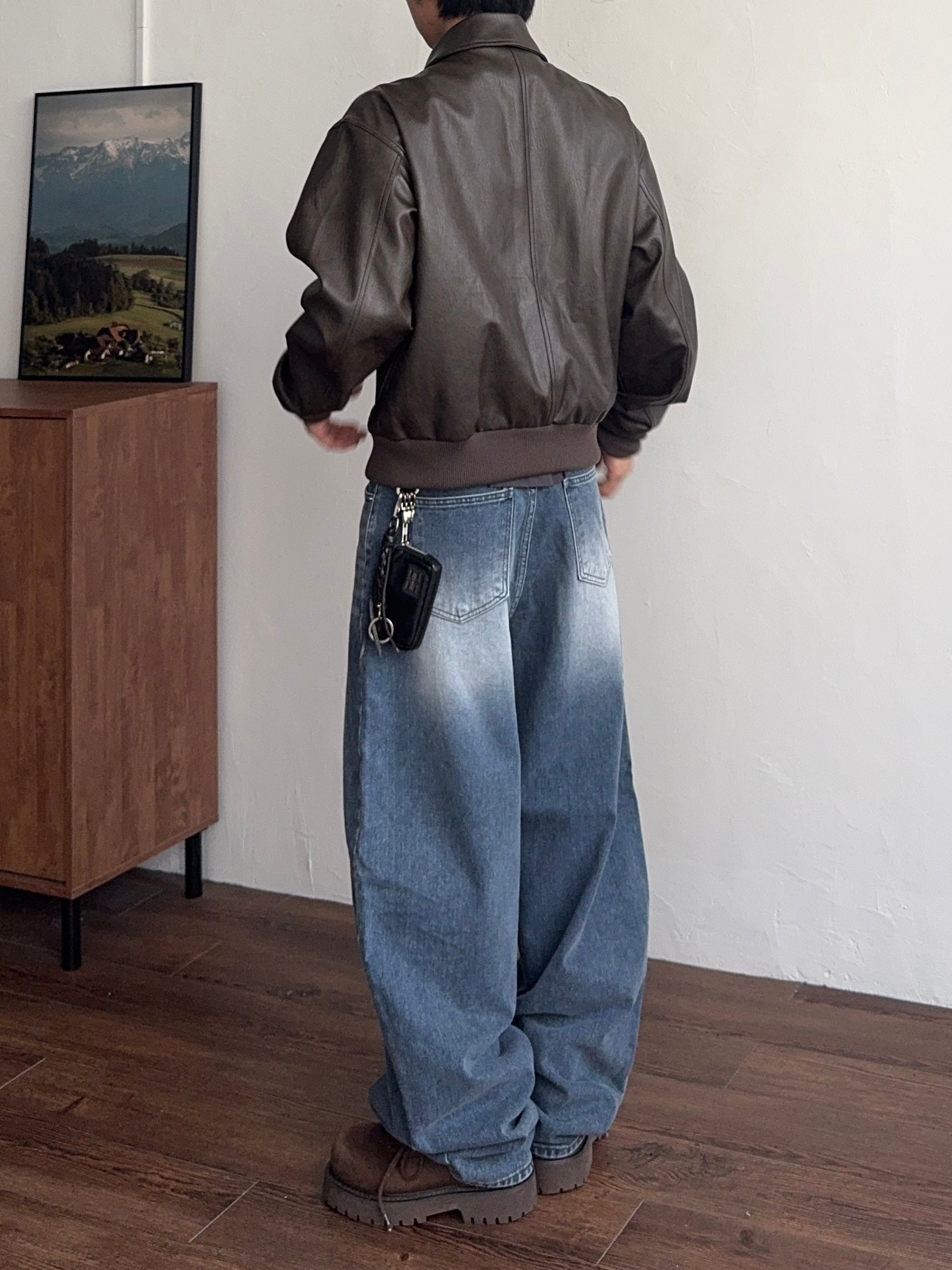 復古 水洗 寬版 氣球 牛仔褲 / 2色