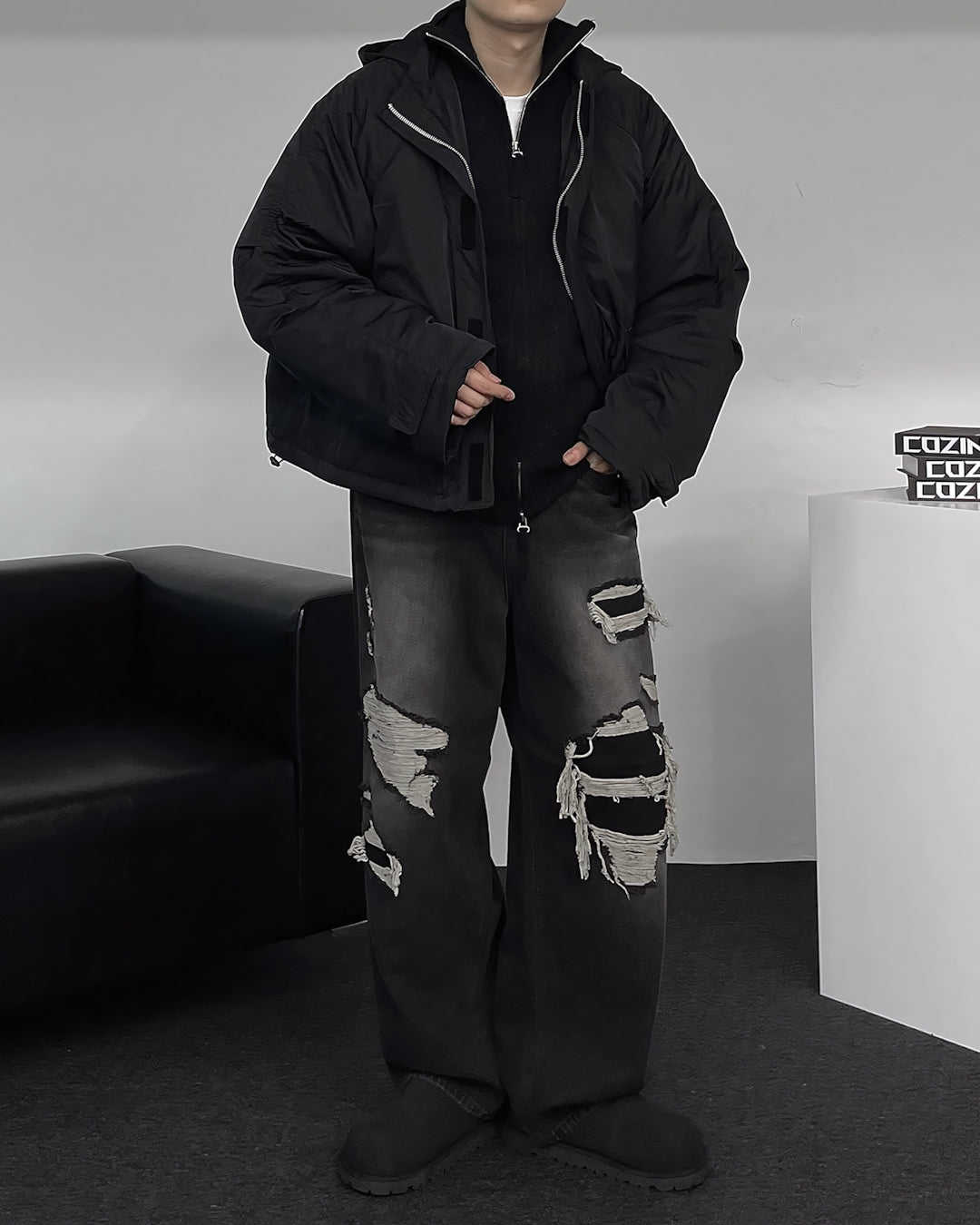 貝果 絨毛 麂皮 增高 穆勒鞋【 米／250 現貨 】