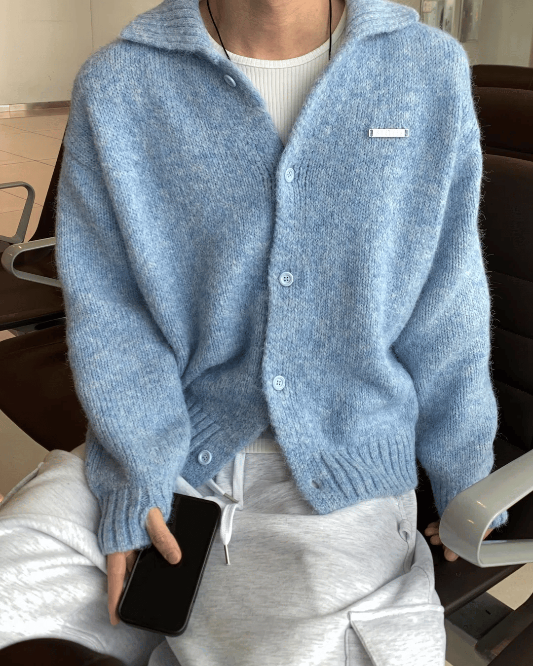 質感 男友風 羊毛混紡 針織 開襟衫 / 4色