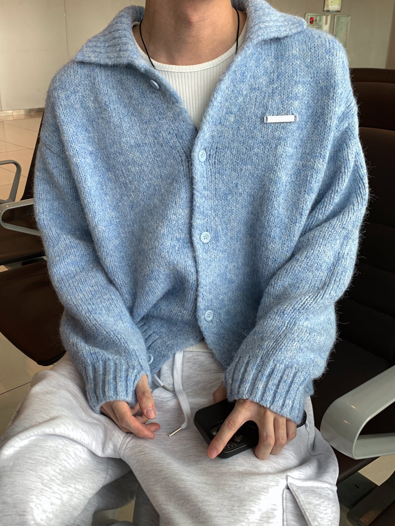 質感 男友風 羊毛混紡 針織 開襟衫 / 4色