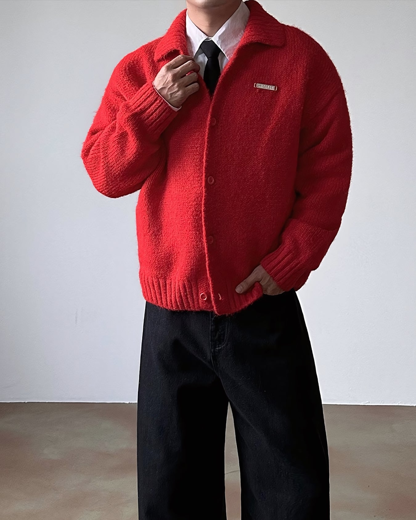 質感 男友風 羊毛混紡 針織 開襟衫 / 4色