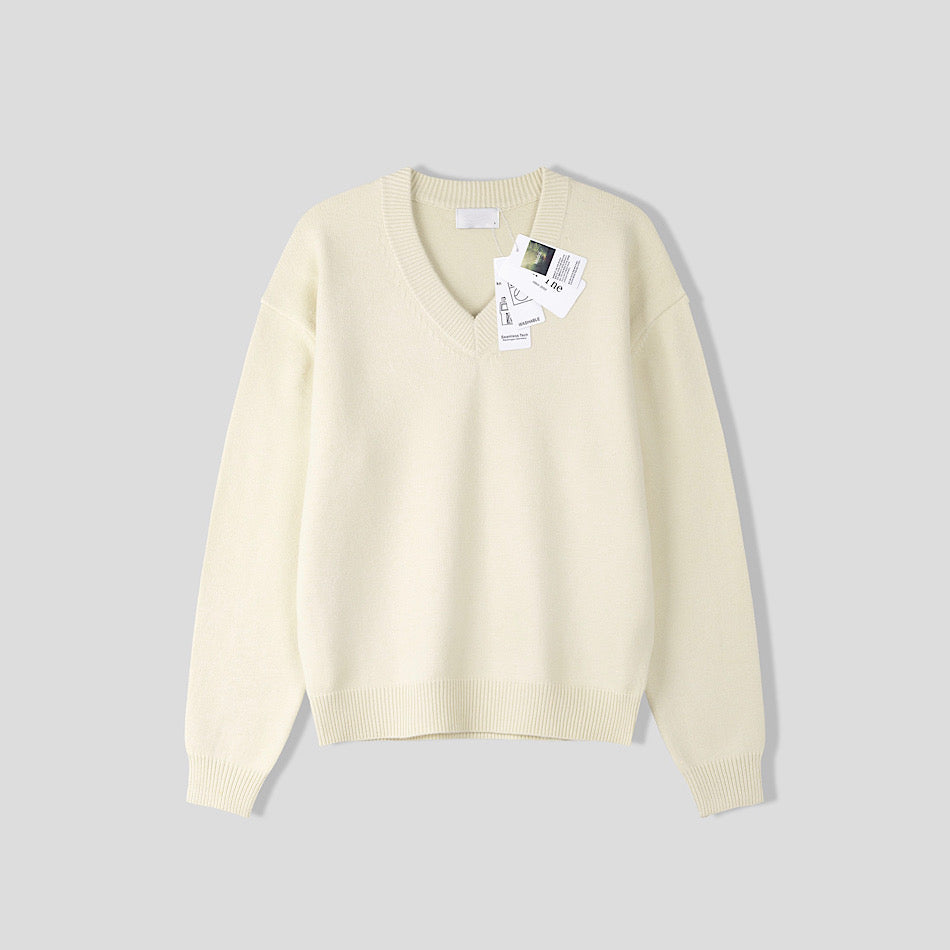 簡約 羅紋V領 莫代爾 針織衫 / 6色