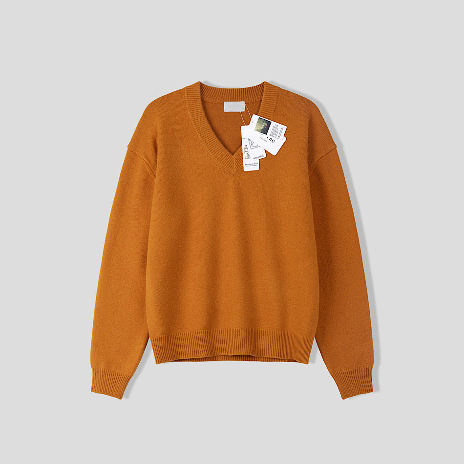 簡約 羅紋V領 莫代爾 針織衫 / 6色