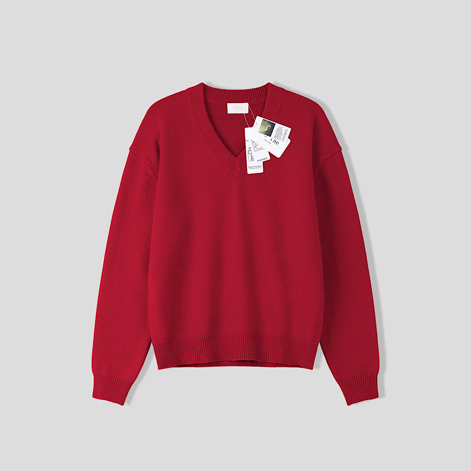 簡約 羅紋V領 莫代爾 針織衫 / 6色