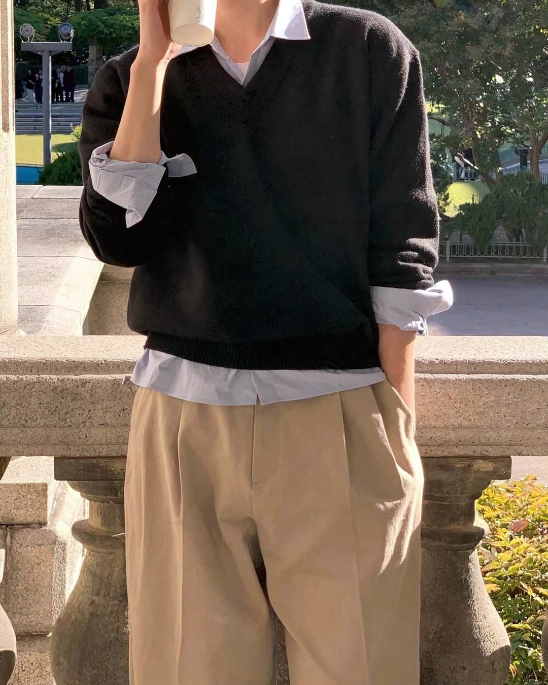 簡約 羅紋V領 莫代爾 針織衫 / 6色