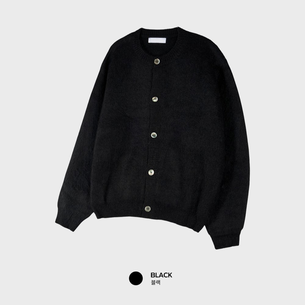 重磅 馬海毛 貝殼釦 疊穿 短版 針織 開襟衫 / 5色