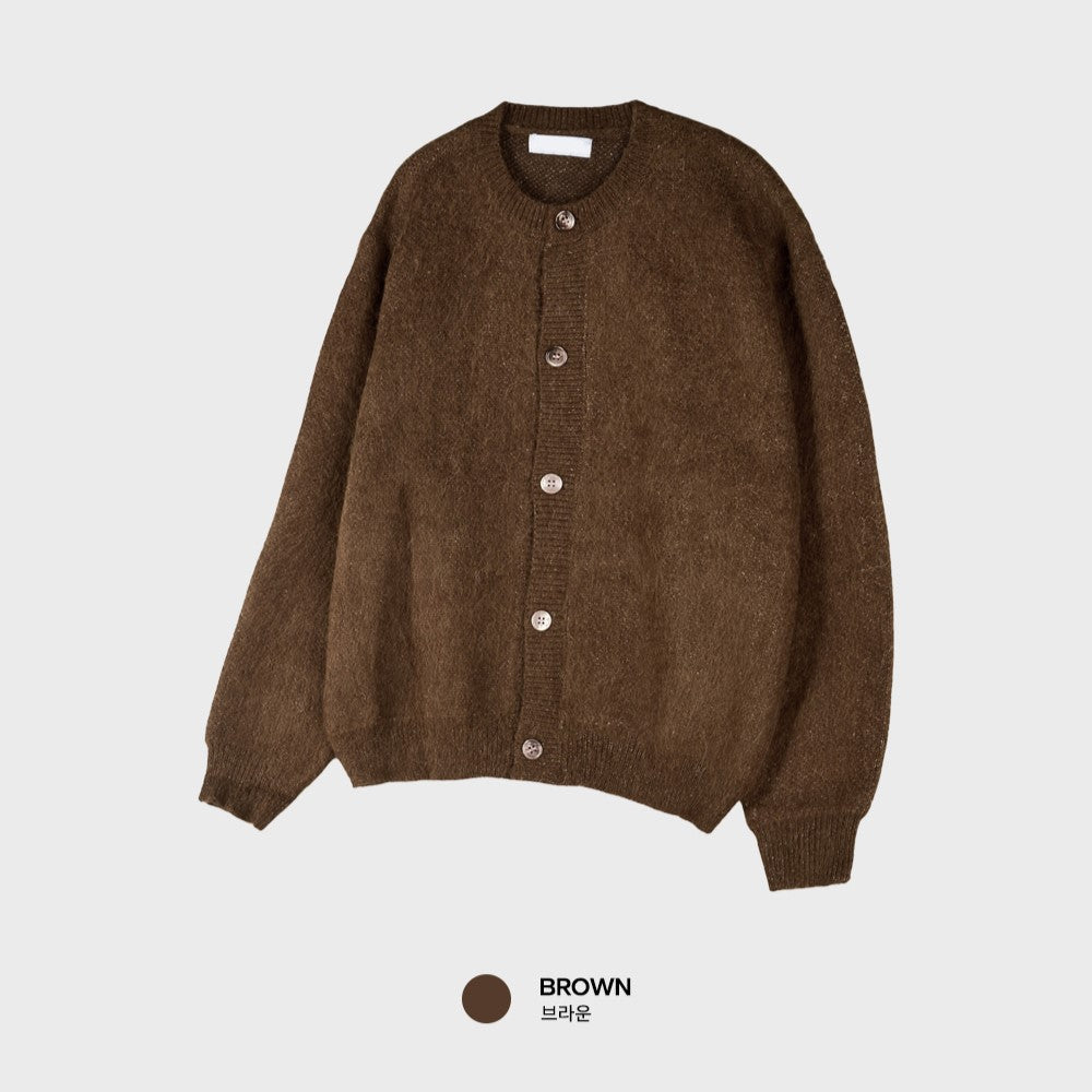 重磅 馬海毛 貝殼釦 疊穿 短版 針織 開襟衫 / 5色