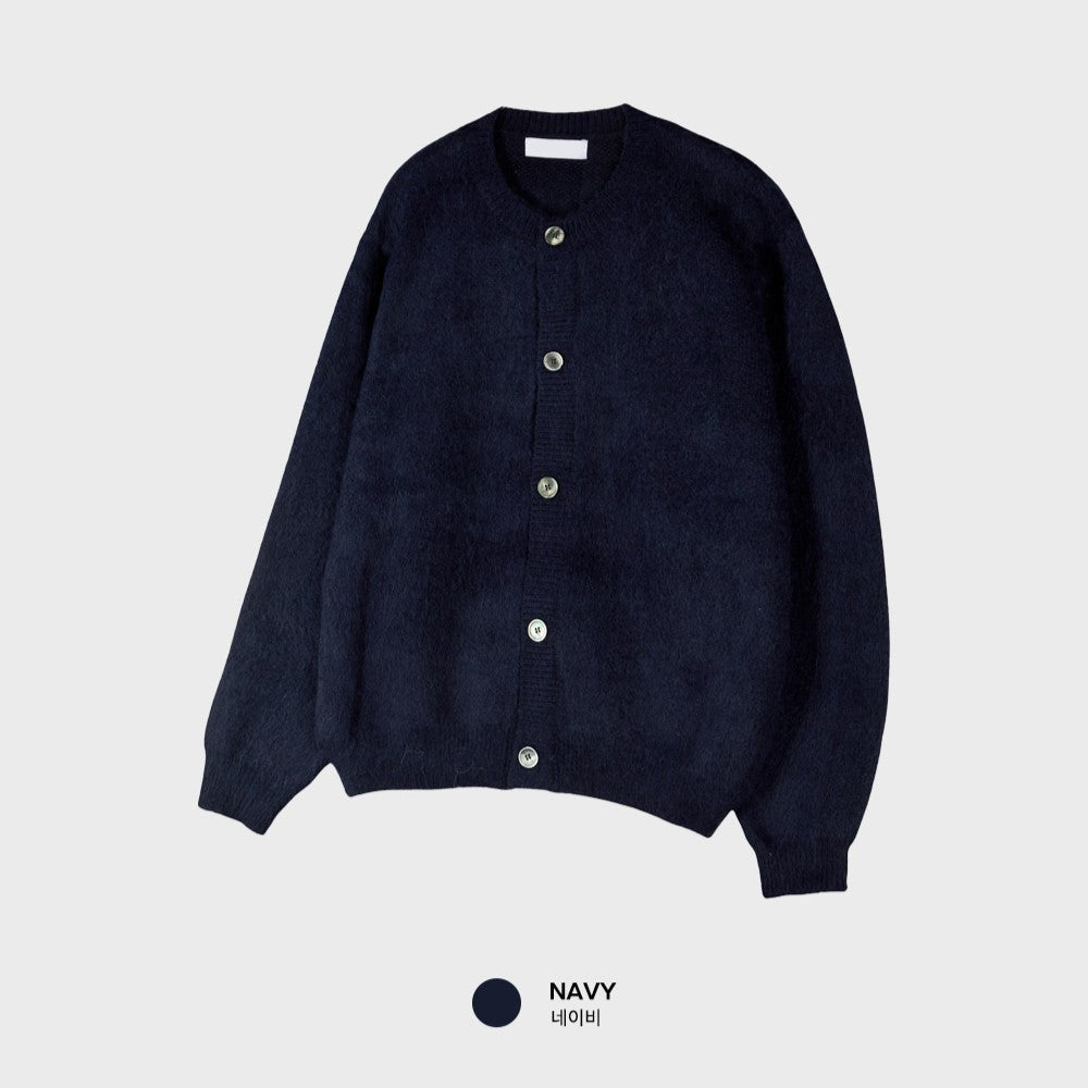 重磅 馬海毛 貝殼釦 疊穿 短版 針織 開襟衫 / 5色