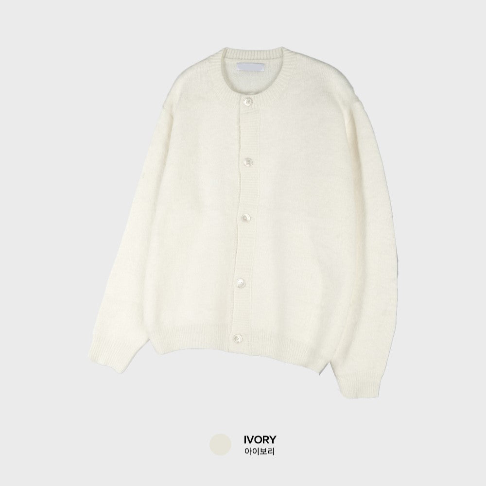 重磅 馬海毛 貝殼釦 疊穿 短版 針織 開襟衫 / 5色