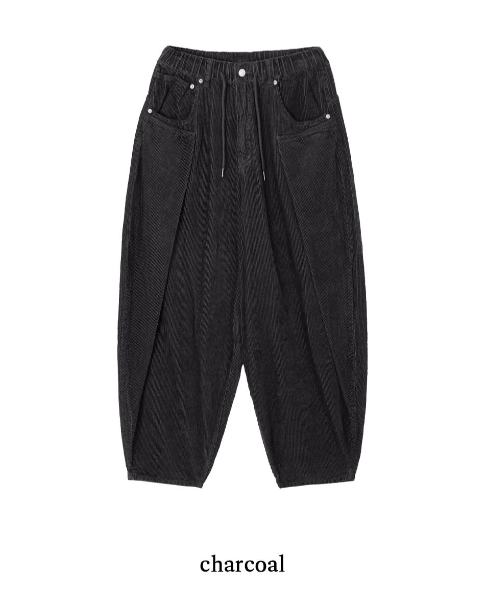 燈芯絨 半鬆緊 氣球 長褲 / 3色