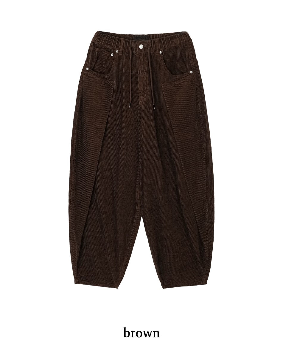 燈芯絨 半鬆緊 氣球 長褲 / 3色