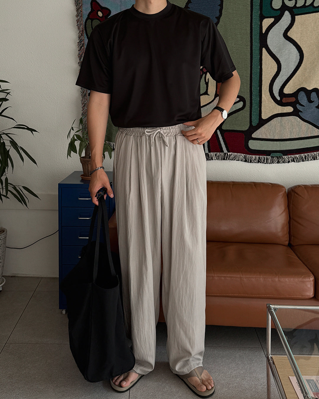 極簡 大容量 棉質 托特 肩背包