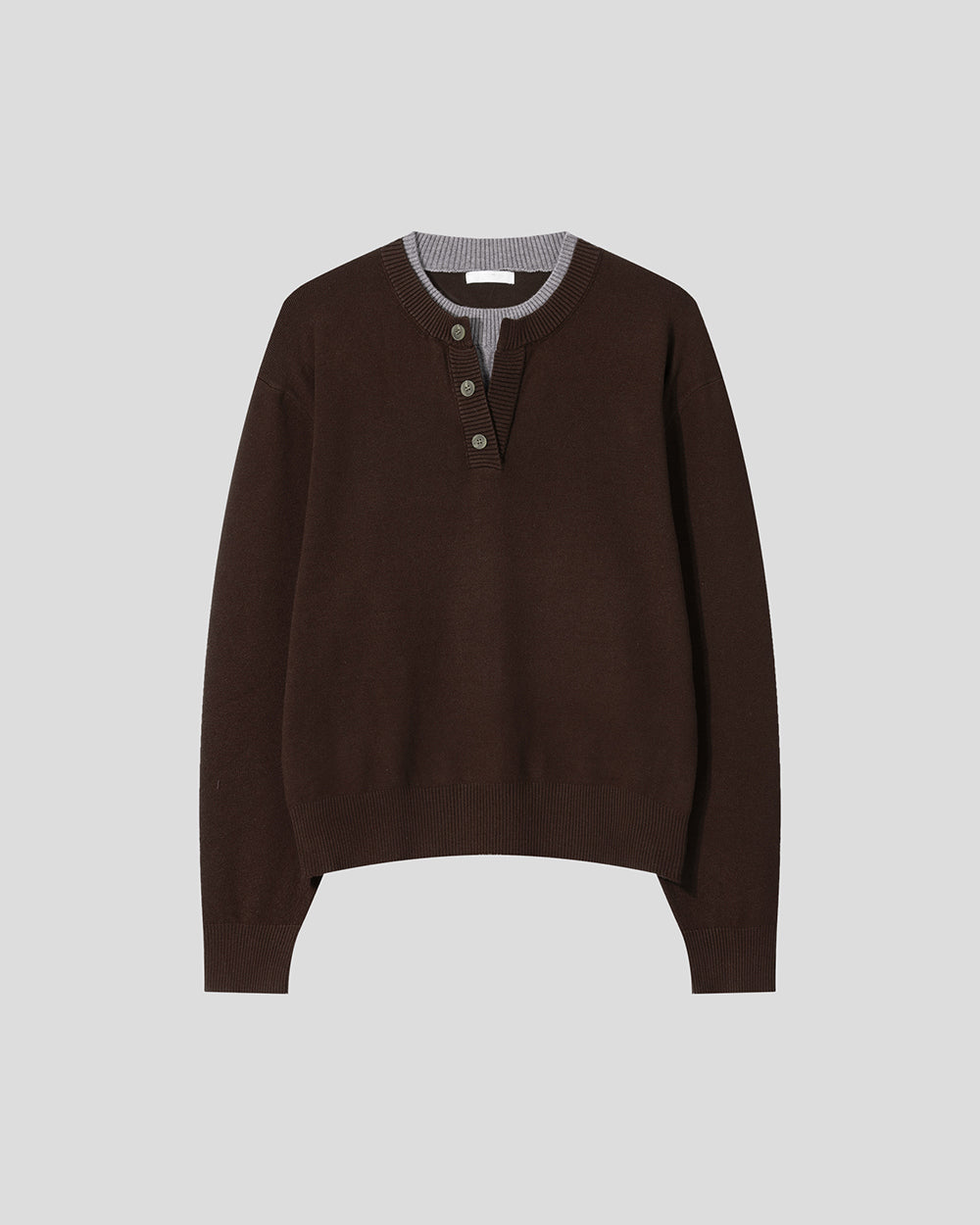 層次 假兩件 亨利領 寬鬆 針織衫 / 6色