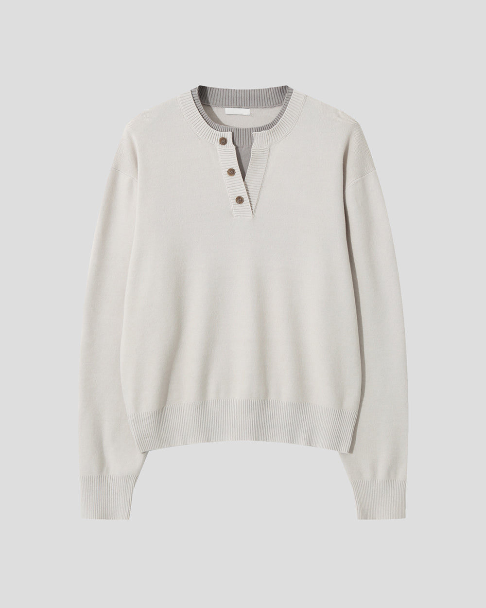 層次 假兩件 亨利領 寬鬆 針織衫 / 6色