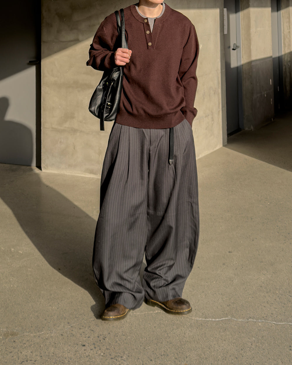 層次 假兩件 亨利領 寬鬆 針織衫 / 6色