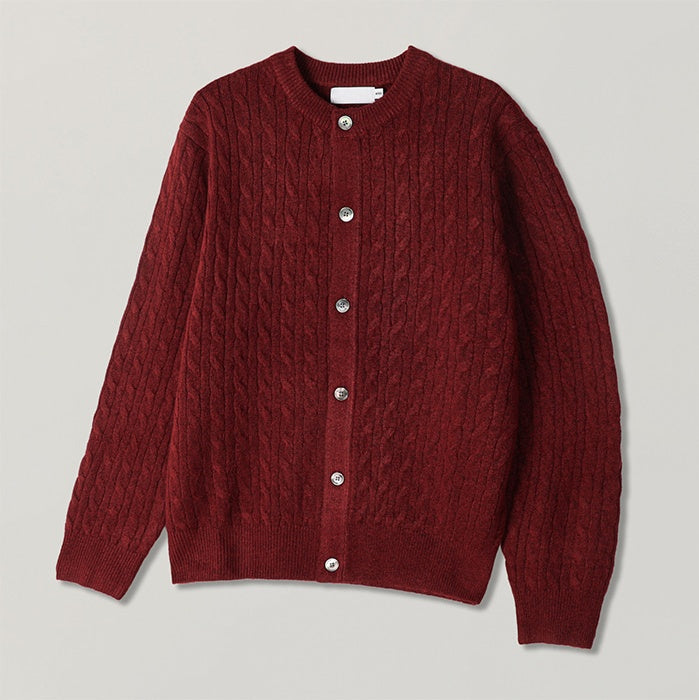 經典 層次 麻花 針織 圓領 開襟衫 / 7色