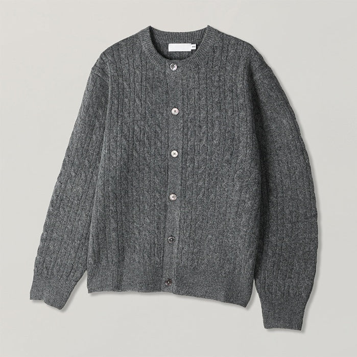 經典 層次 麻花 針織 圓領 開襟衫 / 7色