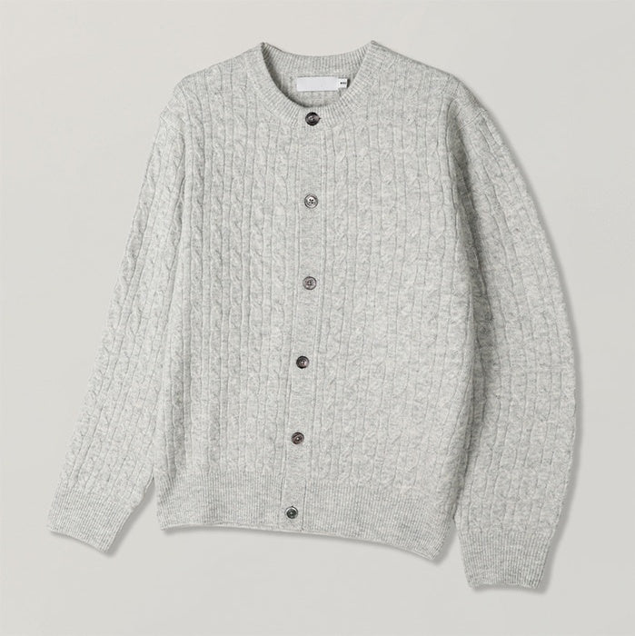 經典 層次 麻花 針織 圓領 開襟衫 / 7色