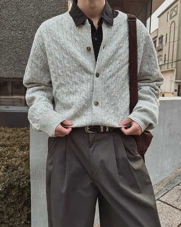 經典 層次 麻花 針織 圓領 開襟衫 / 7色