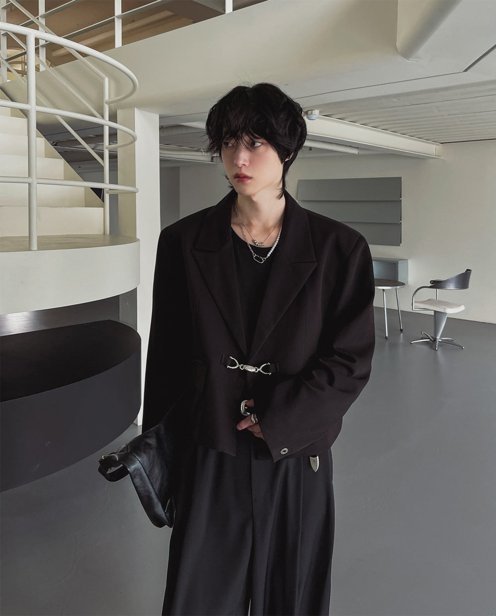 金屬 馬銜扣 短版 西裝外套