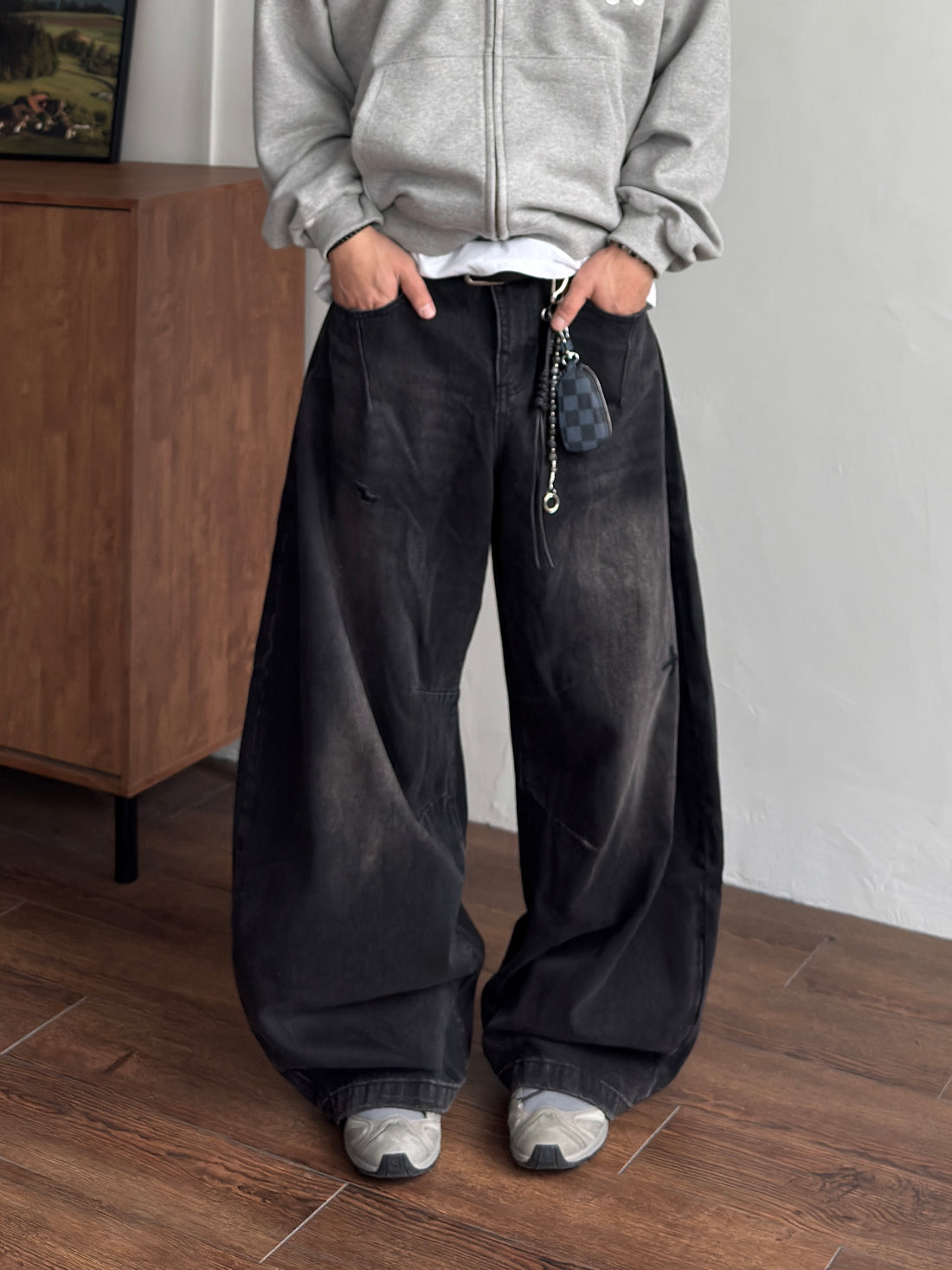 復古 水洗 破壞 氣球 牛仔褲