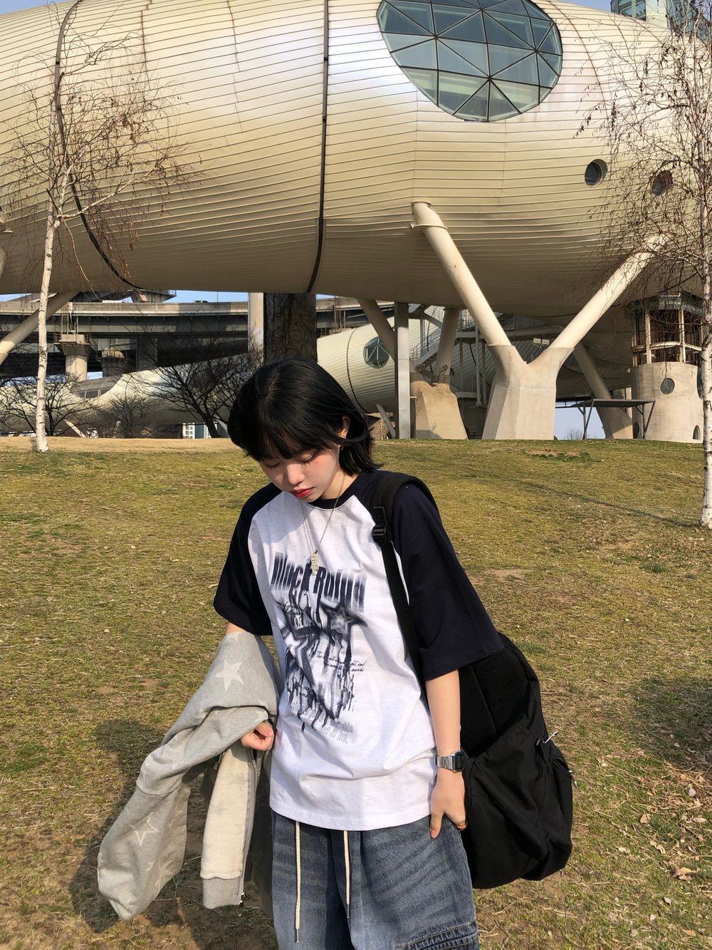街頭 星芒印花 插肩袖 寬鬆 短袖 T恤 / 4色