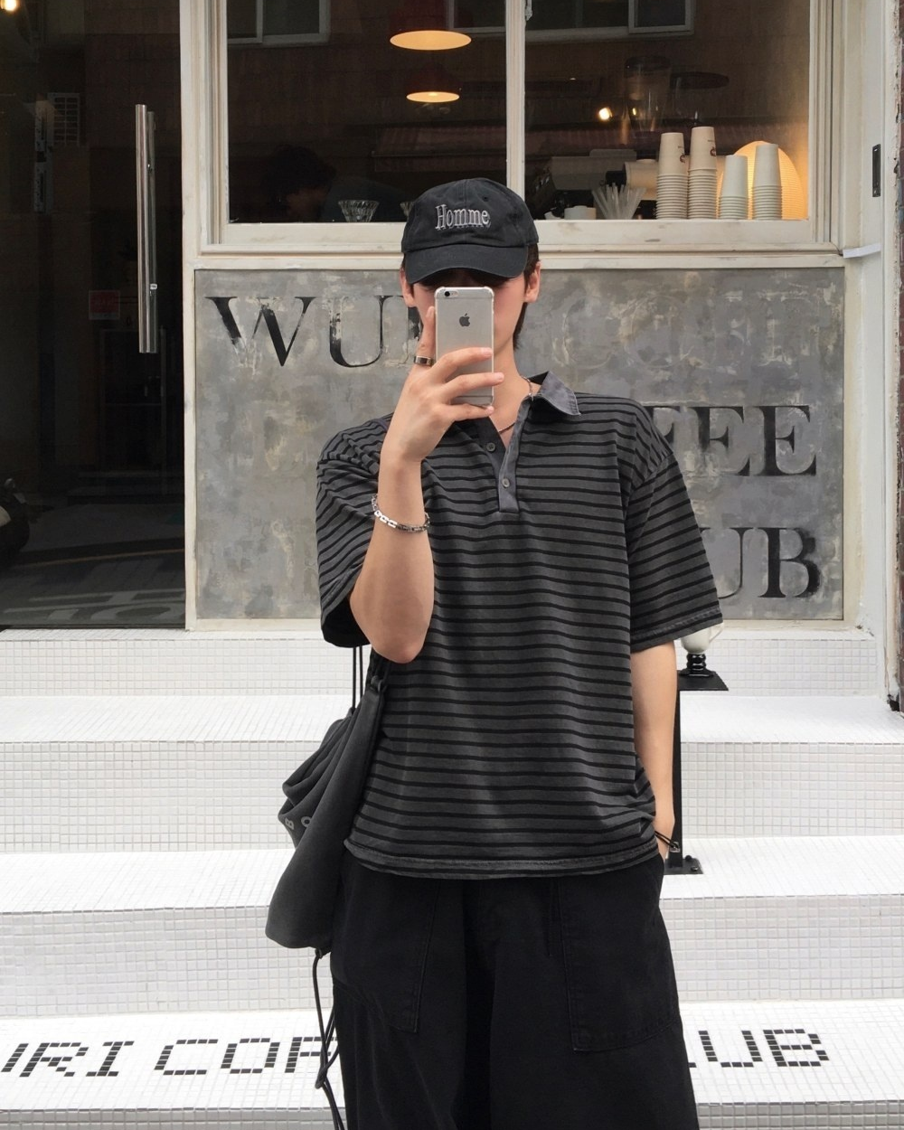 復古 水洗 條紋 寬鬆 短袖 Polo衫 / 4色
