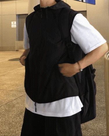 機能 斜拉鍊 連帽 背心外套 / 7色