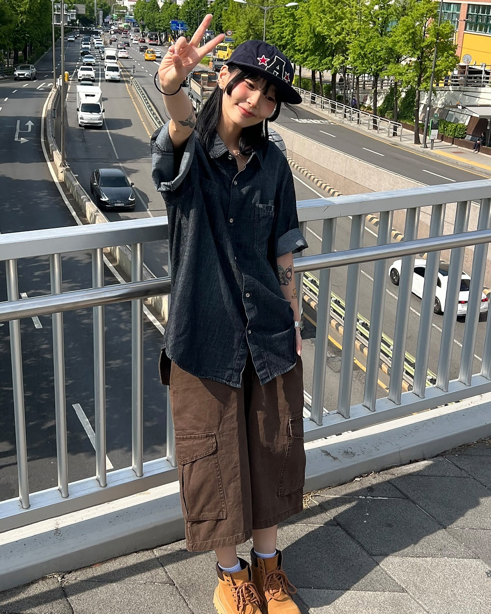 復古 水洗 工裝 寬鬆 百慕達 短褲 / 4色