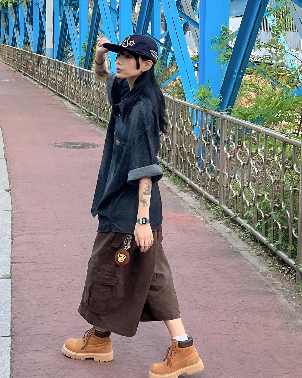 復古 水洗 工裝 寬鬆 百慕達 短褲 / 4色