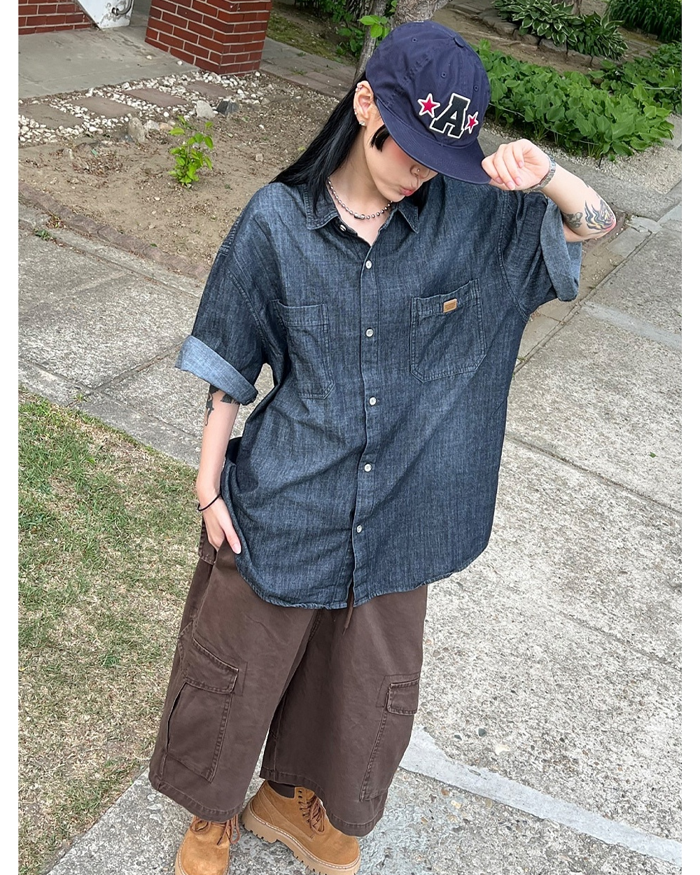 復古 水洗 工裝 寬鬆 百慕達 短褲 / 4色
