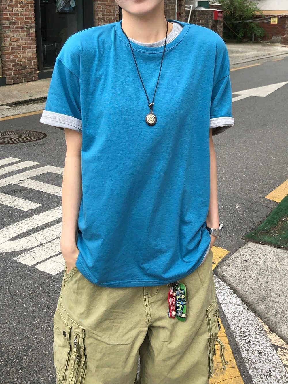 疊穿 素色 寬鬆 薄款 落肩 短T / 10色