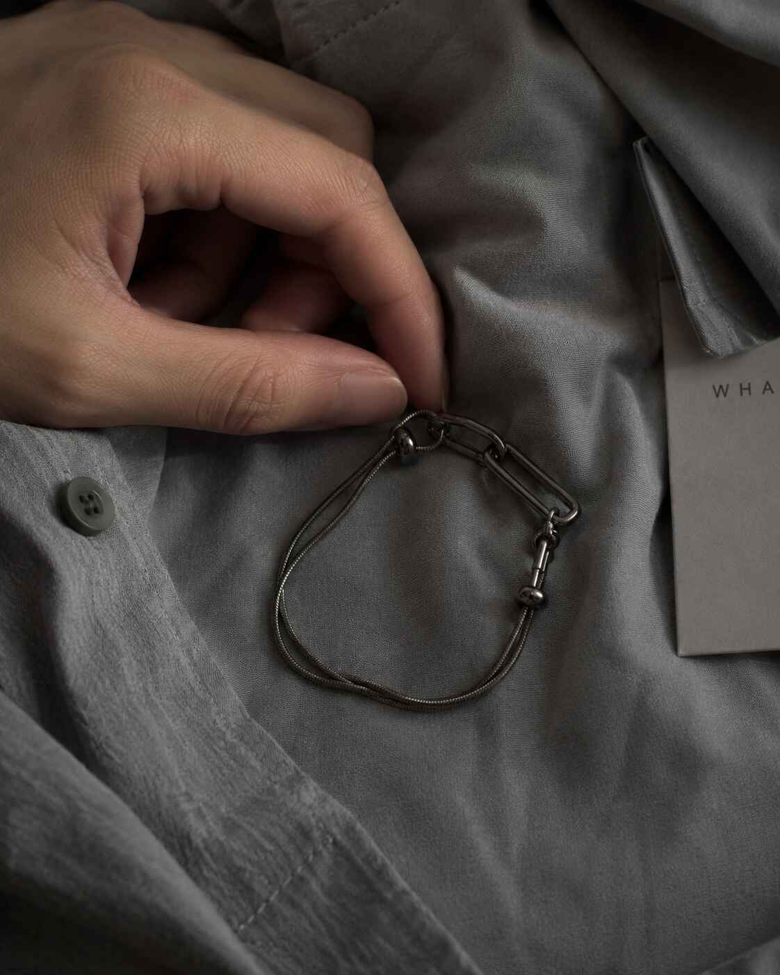 極簡 細鍊微光 細繩 方扣 醫療鋼 手鍊