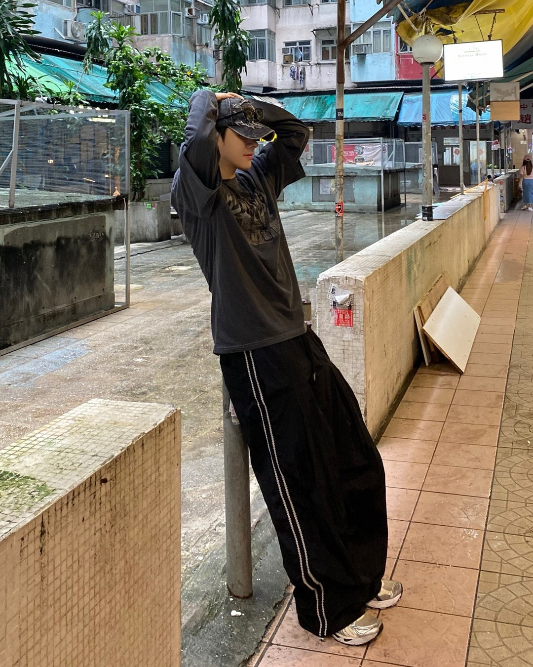 民族風 褶襉 抽繩 尼龍 運動 長褲 / 3色