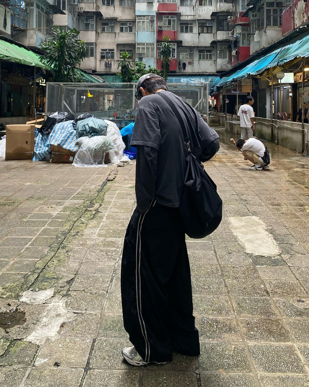 民族風 褶襉 抽繩 尼龍 運動 長褲 / 3色