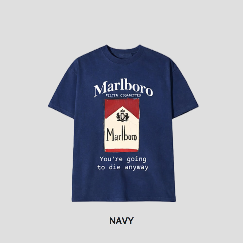 Marlboro 印花 短版 純棉 短袖 T恤 / 4色