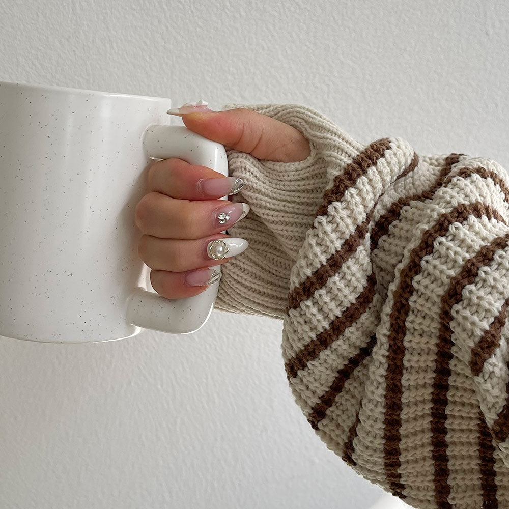 雙拉鍊 條紋 連帽 針織 外套 / 3色 - WHATEVER