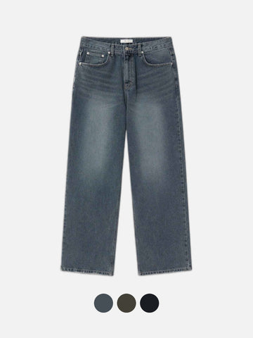 復古 水洗 寬鬆 顯高 直筒 牛仔褲 / 3色 - WHATEVER