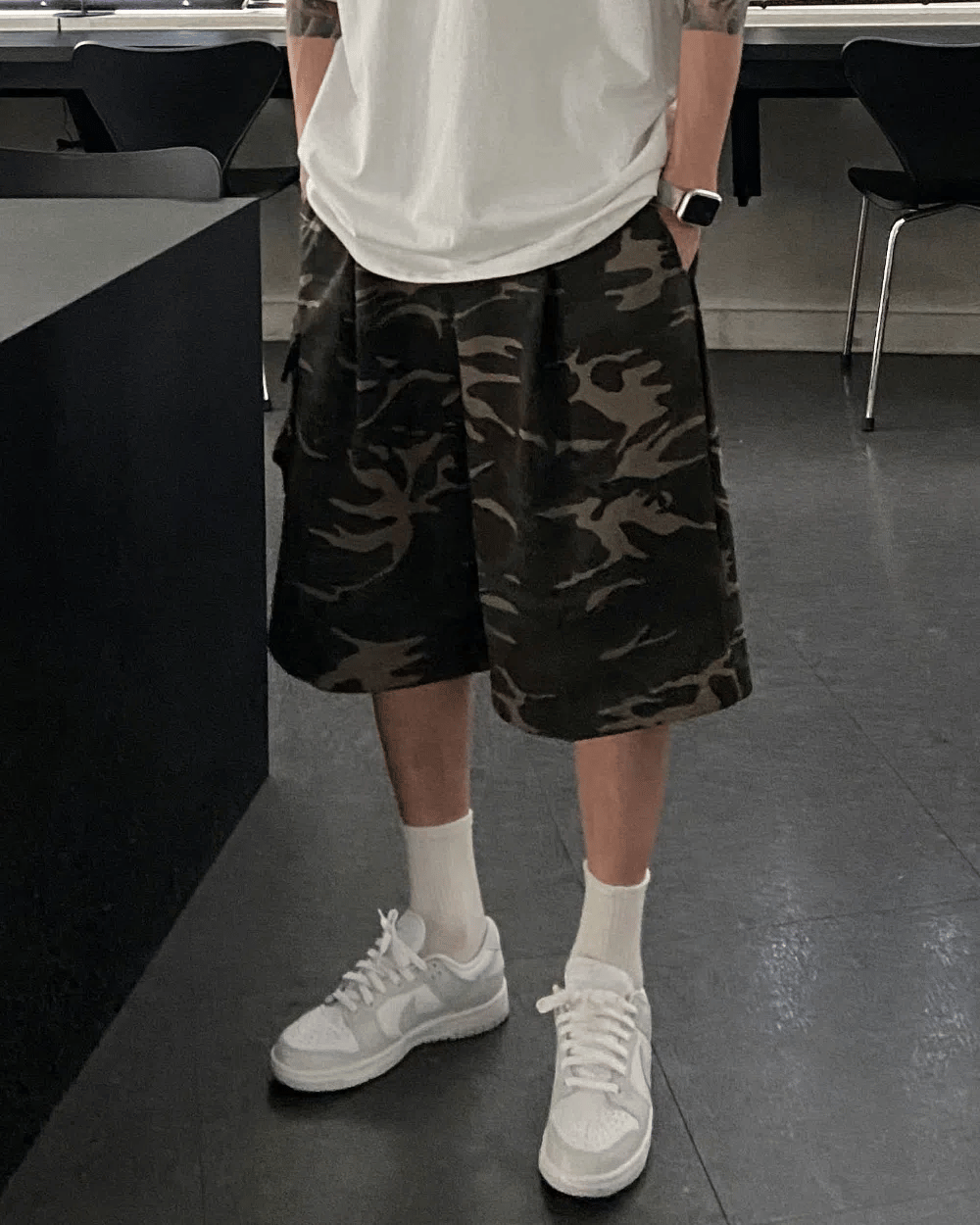 迷彩 工裝 百慕達 棉質 短褲 / 3色 - WHATEVER