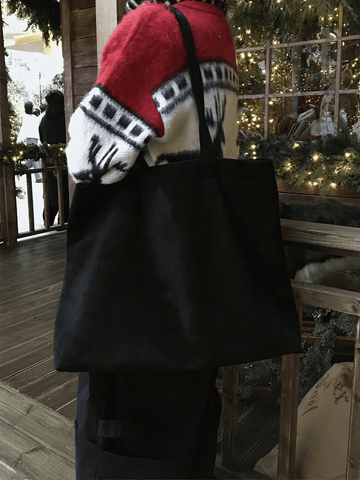 簡約 麂皮 絨面 大容量 肩背 托特包 / 3色 - WHATEVER