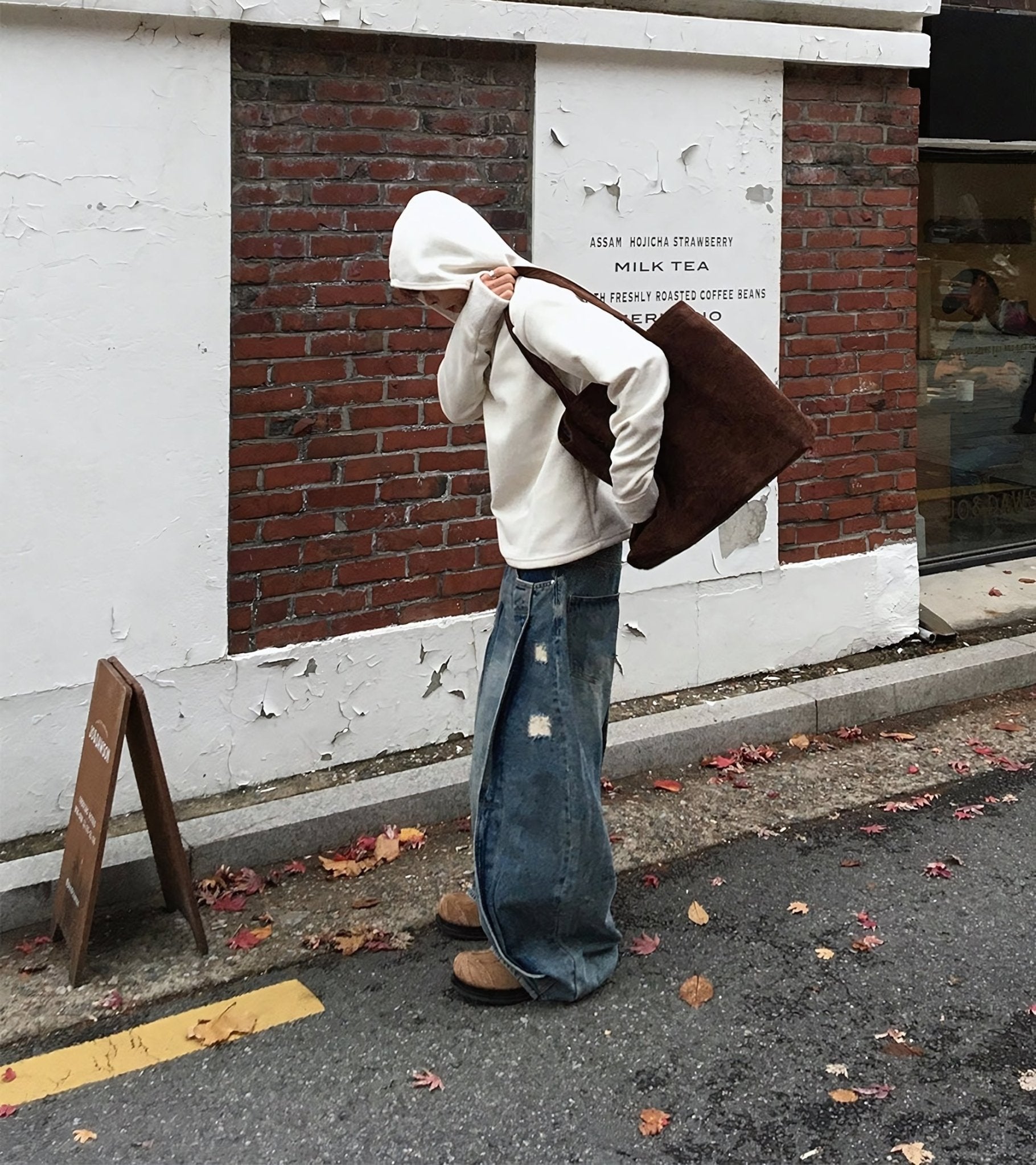 簡約 麂皮 絨面 大容量 肩背 托特包 / 3色 - WHATEVER