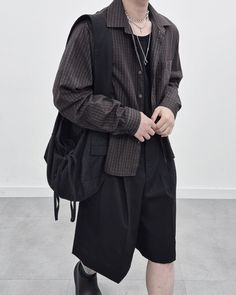 亞麻 短版 格紋 襯衫 / 3色 - WHATEVER