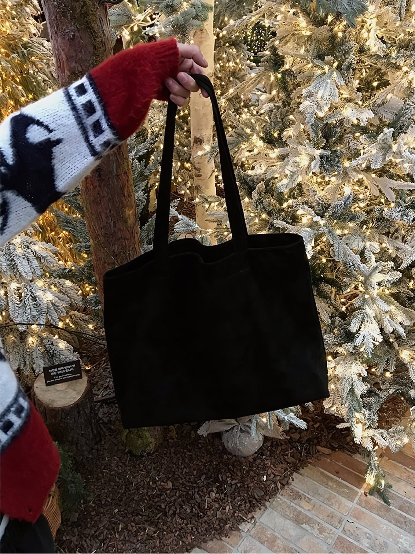 簡約 麂皮 絨面 大容量 肩背 托特包 / 3色 - WHATEVER