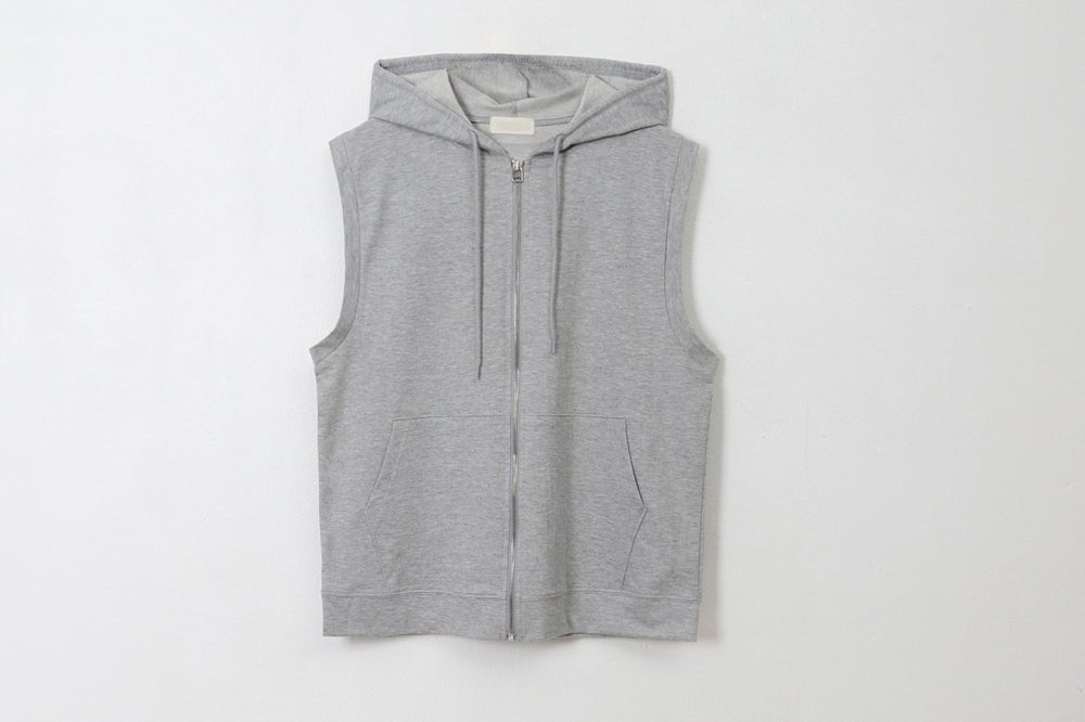 簡約 層次 棉質 無袖 拉鍊 連帽 背心 / 3色 - WHATEVER STUDIO