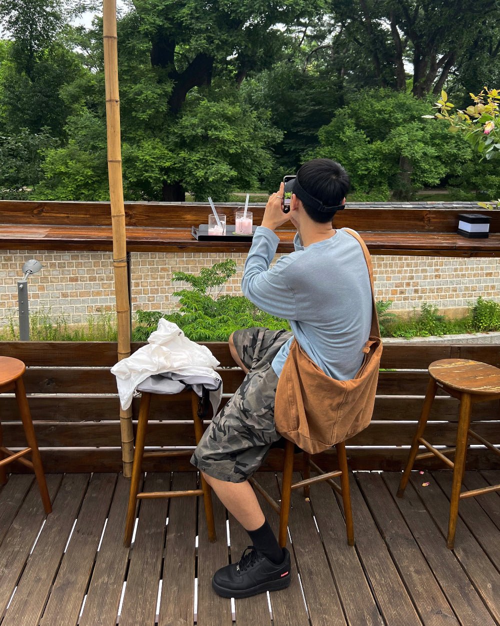 復古 水洗 帆布 側背包 斜背包 / 3色 - WHATEVER