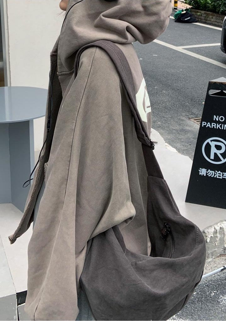 復古 慵懶 棉質 半月 斜背包 / 3色 - WHATEVER STUDIO