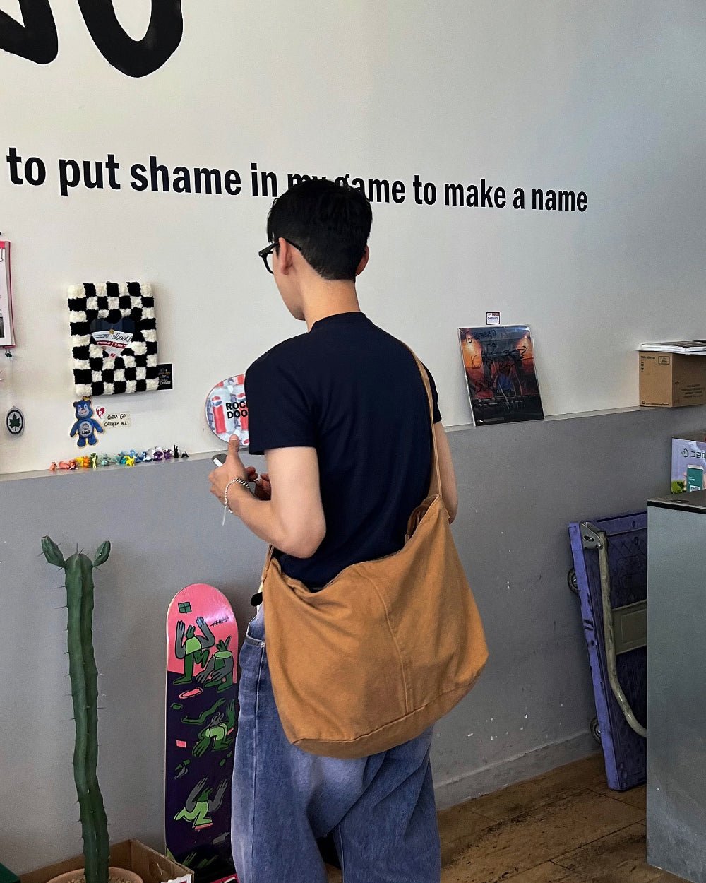 復古 水洗 帆布 側背包 斜背包 / 3色 - WHATEVER