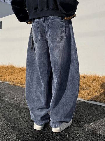 復古 水洗 燈芯絨 寬版 氣球 牛仔褲 / 4色 - WHATEVER